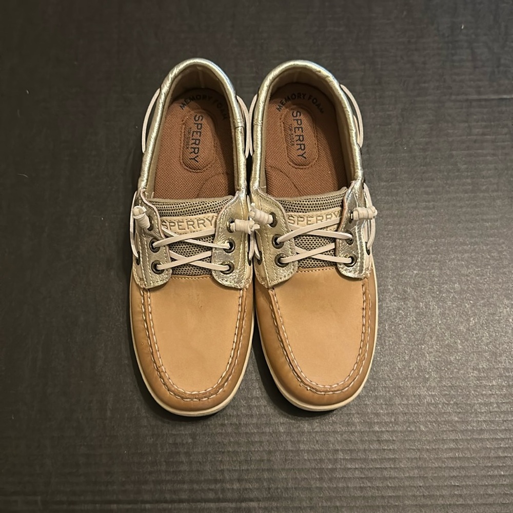 Sperry Leather Rosefish Linen Platinum Boat Shoe